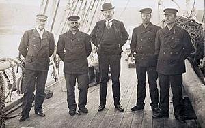 The South Pole party safely back aboard the Fram