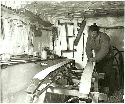 Bjaaland working on a sled
