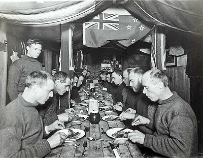 The crew of the Endurance at dinner