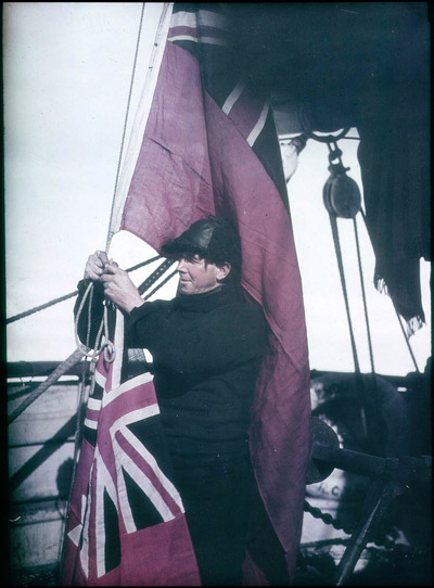 Alf Cheetham preparing signal flags