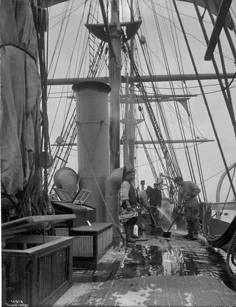 The Belgica, cleaning the ship on the journey south