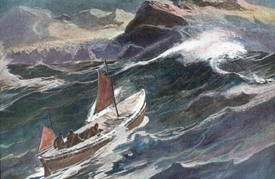 The James Caird at sea