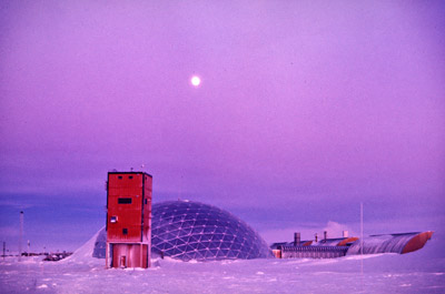 Moon over the South Pole Station