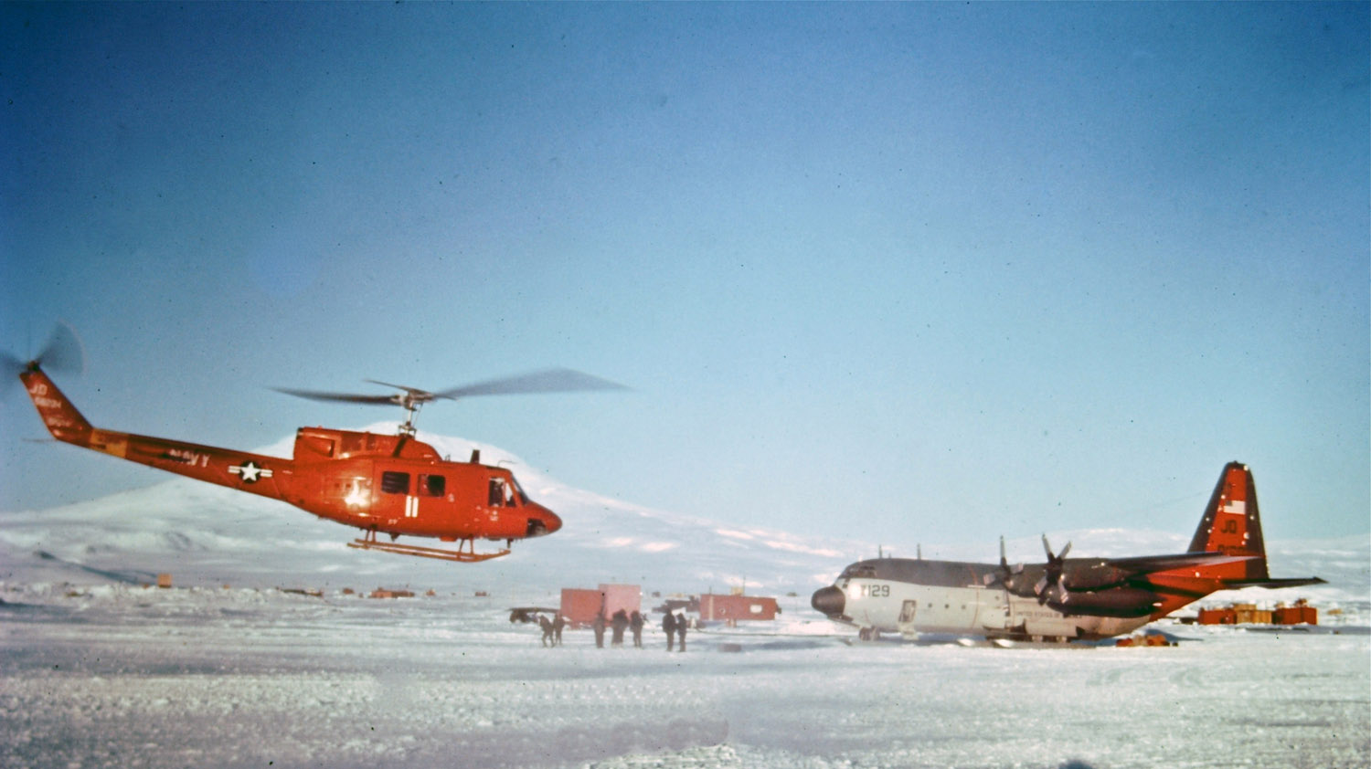 Antarctica Aircraft - C-130 Hercules and Helicopter