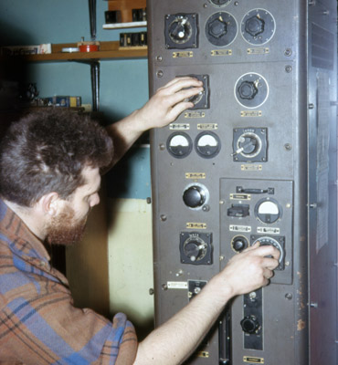 Paul Pilkington at the radio equipment - 1963