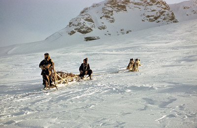 Dog training with Doug Bridger and Dave Statham, April 1957, on top of Moraine Valley
