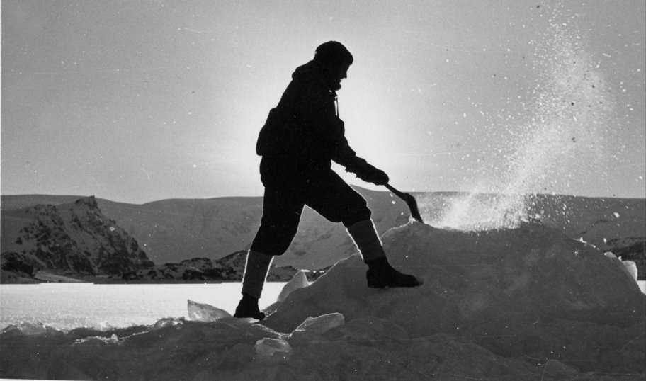 Lemmy cutting ice on his gash day 1962