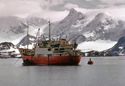 RRS Shackleton at Anchor off Signy