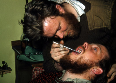 Antarctic dentistry - F.A. O'Gorman and Jim Stammers (patient) 1959