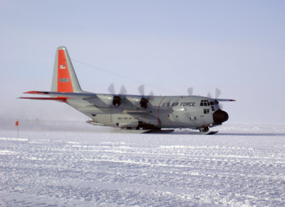 LC-130 aircraft at the South Pole station