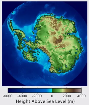 Antarctica bedrock beneath the ice