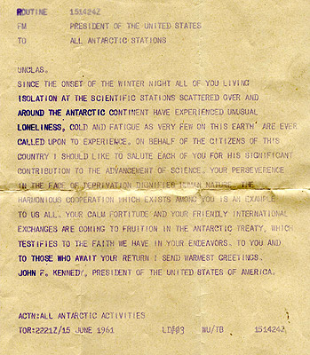 JFK 1961 Midwinter's Day message