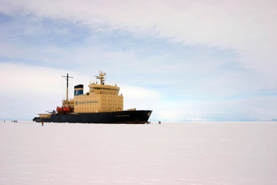 Kapitan Khlebnikov in fast ice McMurdo Sound