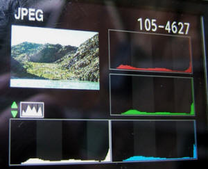 the white histogram is overall exposure, the other three show exposure of the primary colours