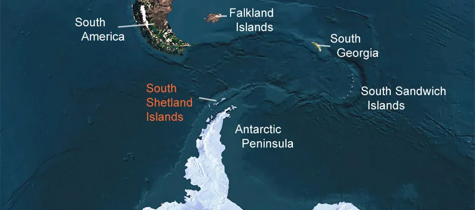 The South Shetland Islands off the Antarctic Peninsula